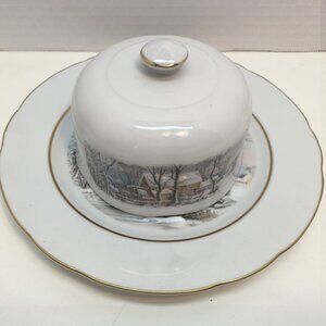 Avon Vintage Butter Dish, Gift to Avon Representatives, Japan, 1977 Winter Scene
